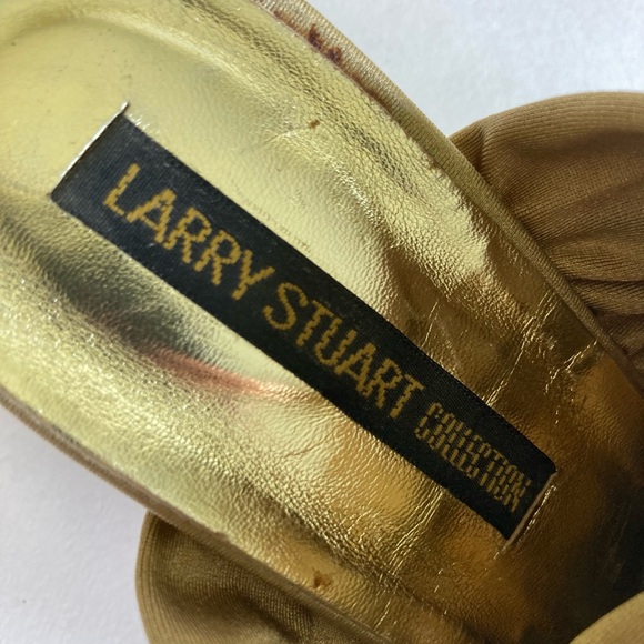 Larry Stuart Collection Gold Elastic Fabric Heeled Mules size 8 - Picture 14 of 15